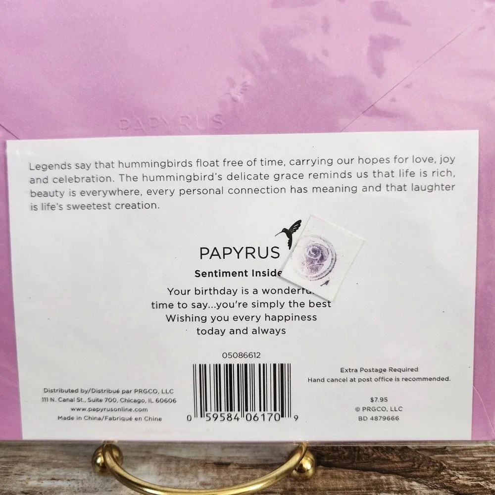 Papyrus Birthday Card Butterfly Flowers Glitter Gems Pink 05086612